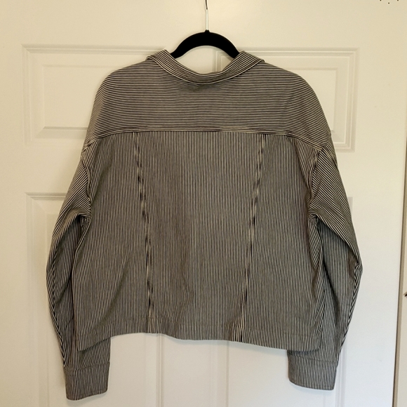 Splendid black-and-white striped button-up jean jacket US women's size x-large - Picture 4 of 6